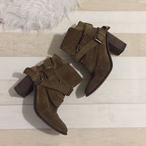 Zara suede heel straps ankle boots straps booties